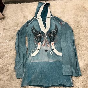 NWOT Affliction reversable hood sweater